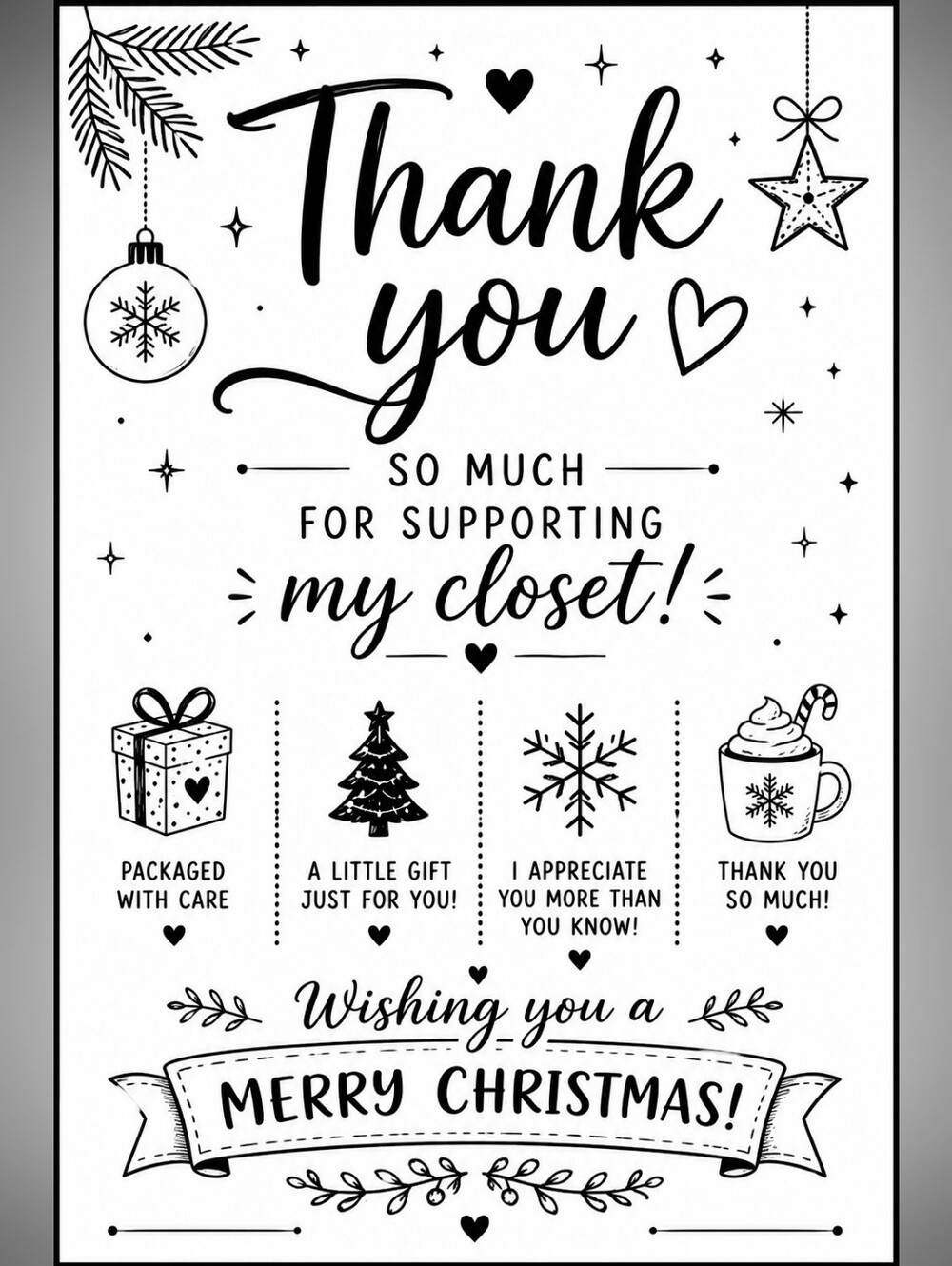 50ct, 4x6 THANK YOU CHRISTMAS LABELS